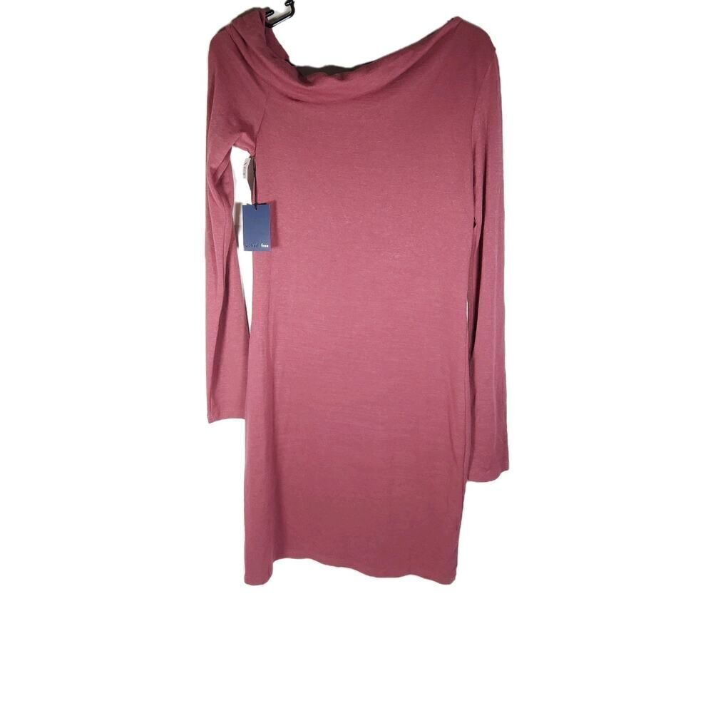 Aritzia Wilfred Free Women's M Legge Dress Pink Knit Off Shoulder Neck Dress